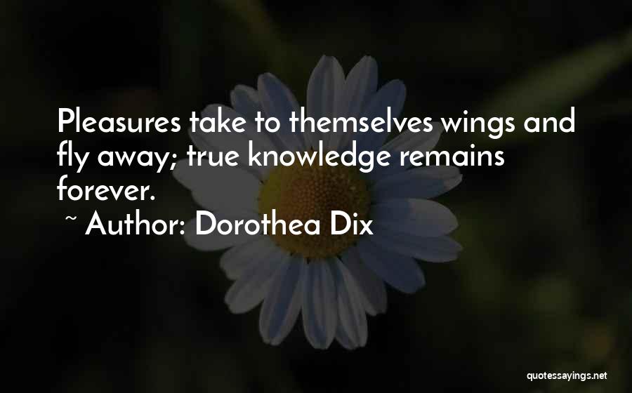 Dorothea Dix Quotes: Pleasures Take To Themselves Wings And Fly Away; True Knowledge Remains Forever.