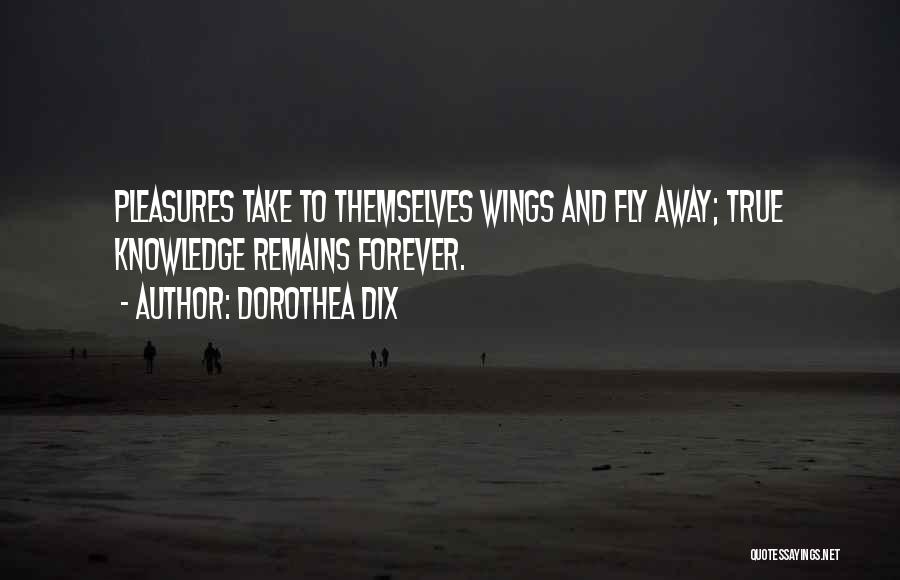 Dorothea Dix Quotes: Pleasures Take To Themselves Wings And Fly Away; True Knowledge Remains Forever.