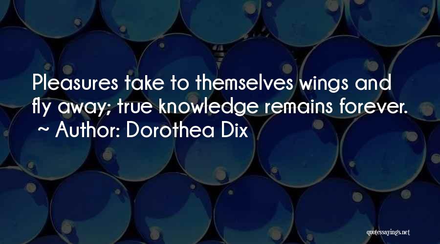 Dorothea Dix Quotes: Pleasures Take To Themselves Wings And Fly Away; True Knowledge Remains Forever.