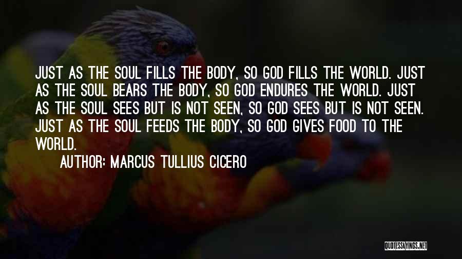 Marcus Tullius Cicero Quotes: Just As The Soul Fills The Body, So God Fills The World. Just As The Soul Bears The Body, So