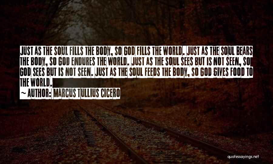 Marcus Tullius Cicero Quotes: Just As The Soul Fills The Body, So God Fills The World. Just As The Soul Bears The Body, So