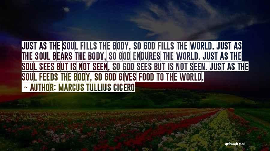 Marcus Tullius Cicero Quotes: Just As The Soul Fills The Body, So God Fills The World. Just As The Soul Bears The Body, So