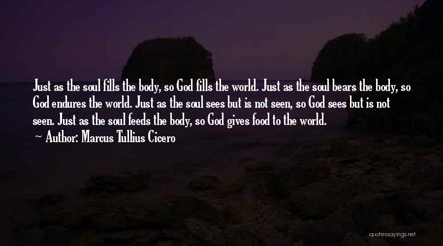 Marcus Tullius Cicero Quotes: Just As The Soul Fills The Body, So God Fills The World. Just As The Soul Bears The Body, So