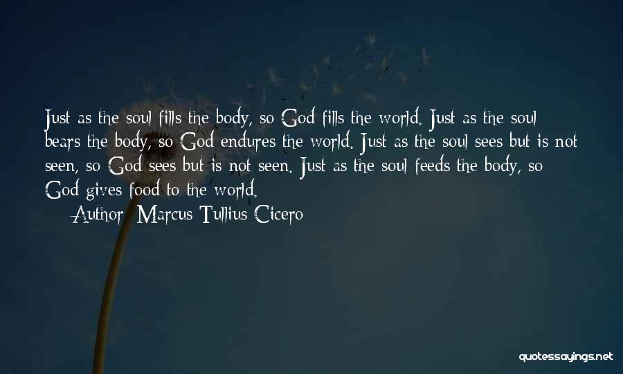 Marcus Tullius Cicero Quotes: Just As The Soul Fills The Body, So God Fills The World. Just As The Soul Bears The Body, So