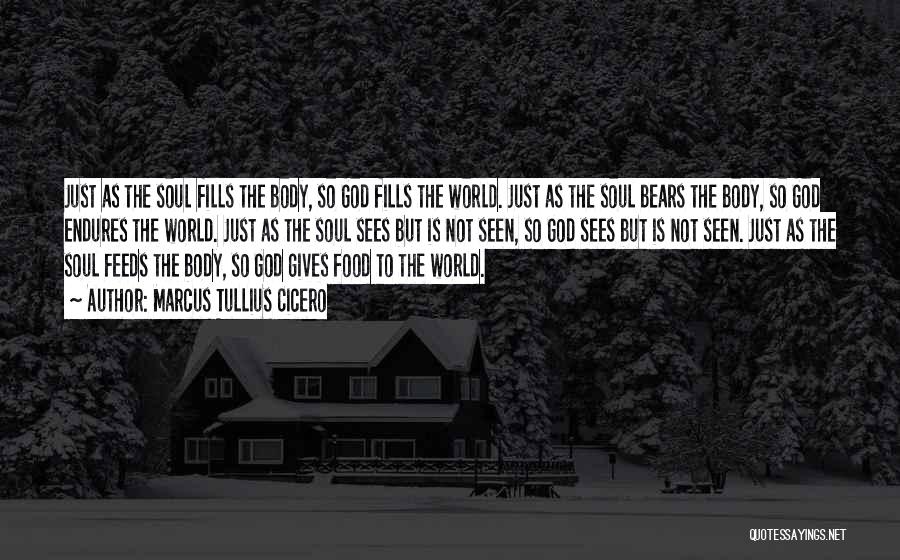 Marcus Tullius Cicero Quotes: Just As The Soul Fills The Body, So God Fills The World. Just As The Soul Bears The Body, So