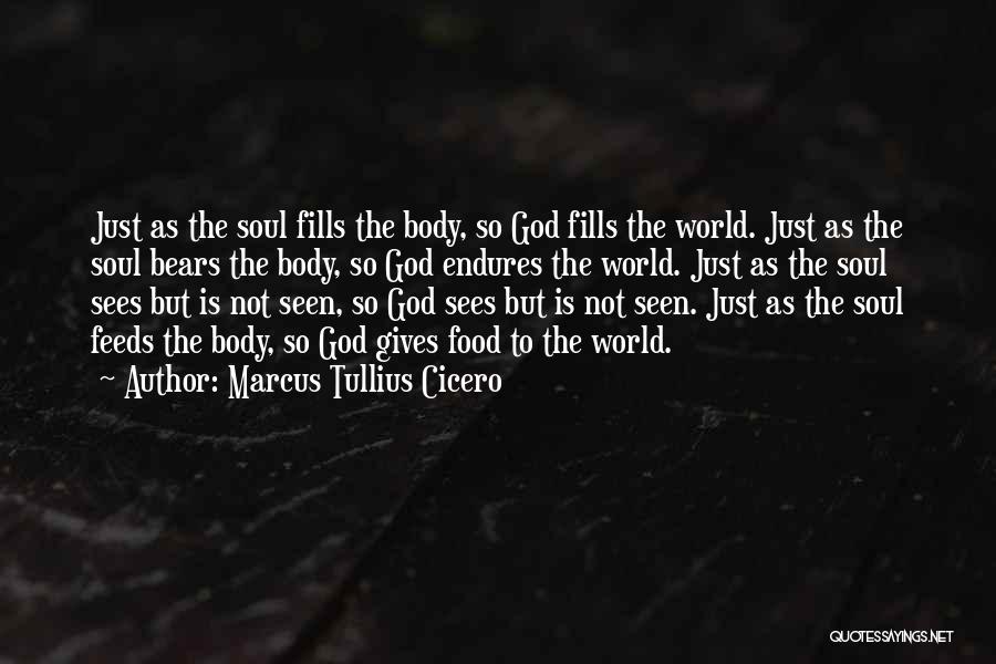 Marcus Tullius Cicero Quotes: Just As The Soul Fills The Body, So God Fills The World. Just As The Soul Bears The Body, So