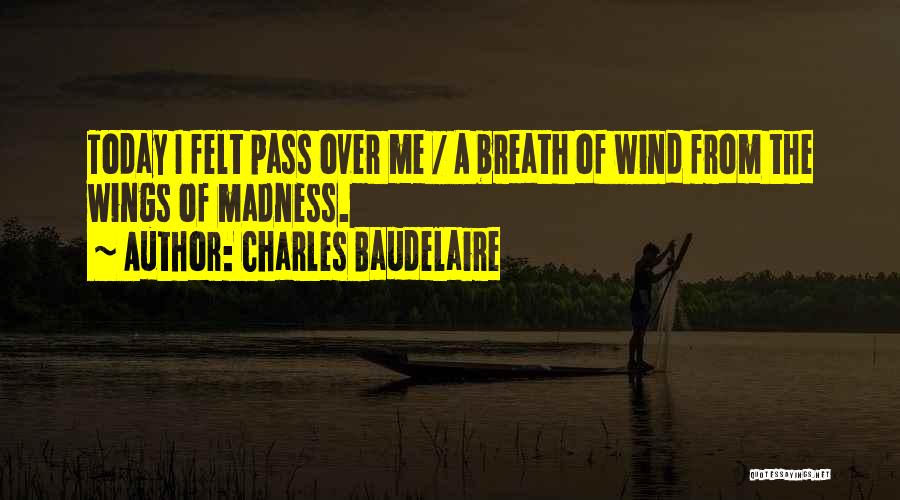 Charles Baudelaire Quotes: Today I Felt Pass Over Me / A Breath Of Wind From The Wings Of Madness.