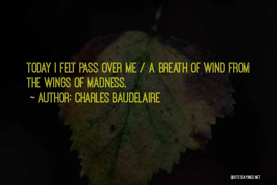 Charles Baudelaire Quotes: Today I Felt Pass Over Me / A Breath Of Wind From The Wings Of Madness.