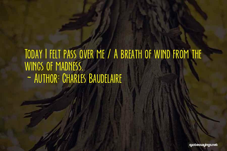 Charles Baudelaire Quotes: Today I Felt Pass Over Me / A Breath Of Wind From The Wings Of Madness.