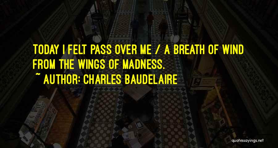 Charles Baudelaire Quotes: Today I Felt Pass Over Me / A Breath Of Wind From The Wings Of Madness.