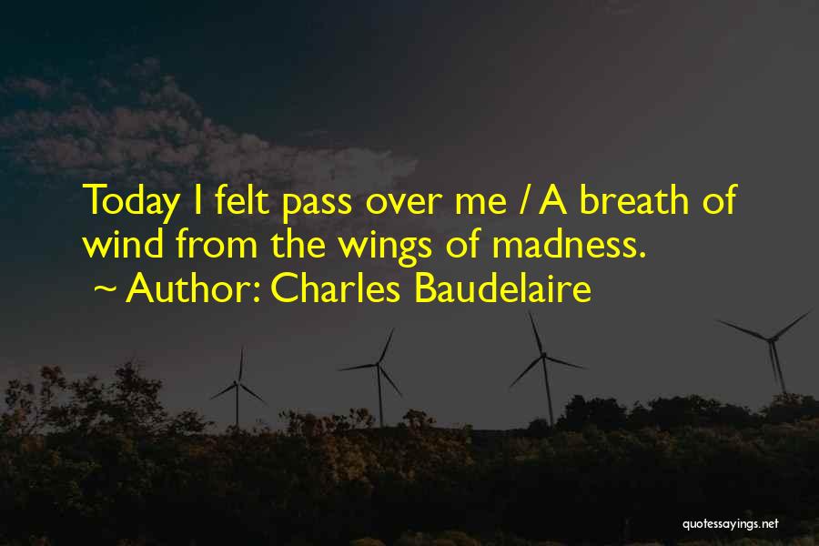 Charles Baudelaire Quotes: Today I Felt Pass Over Me / A Breath Of Wind From The Wings Of Madness.