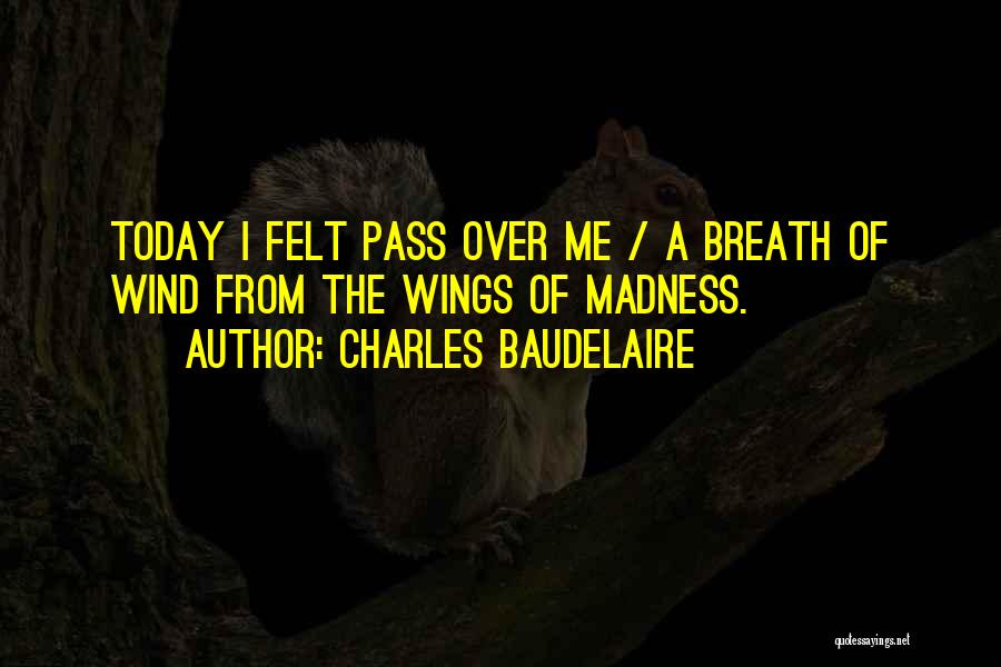 Charles Baudelaire Quotes: Today I Felt Pass Over Me / A Breath Of Wind From The Wings Of Madness.