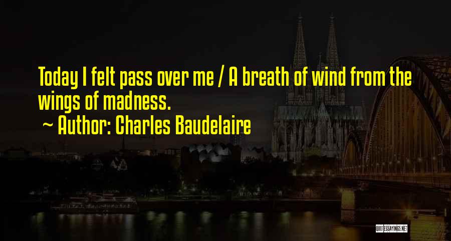 Charles Baudelaire Quotes: Today I Felt Pass Over Me / A Breath Of Wind From The Wings Of Madness.