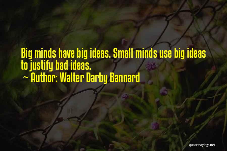 Walter Darby Bannard Quotes: Big Minds Have Big Ideas. Small Minds Use Big Ideas To Justify Bad Ideas.