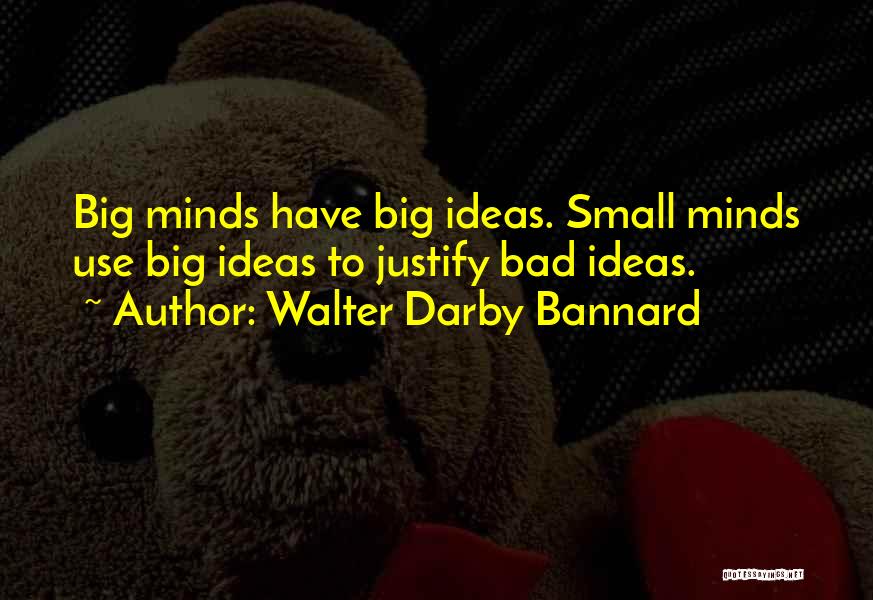 Walter Darby Bannard Quotes: Big Minds Have Big Ideas. Small Minds Use Big Ideas To Justify Bad Ideas.