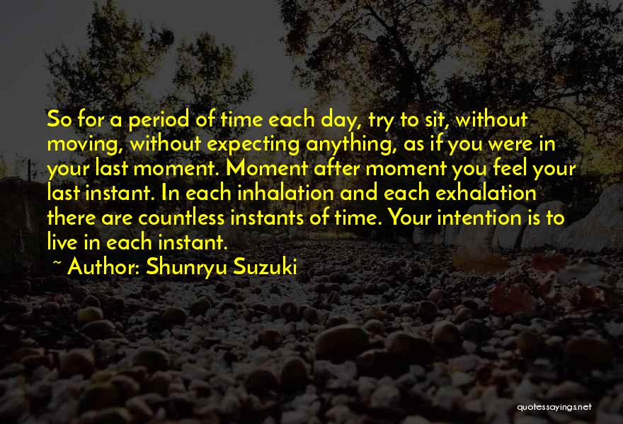 Shunryu Suzuki Quotes: So For A Period Of Time Each Day, Try To Sit, Without Moving, Without Expecting Anything, As If You Were