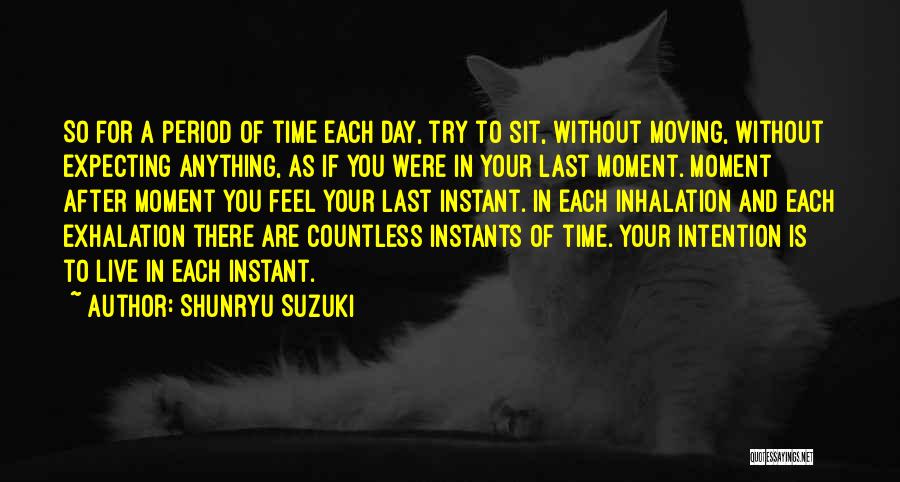 Shunryu Suzuki Quotes: So For A Period Of Time Each Day, Try To Sit, Without Moving, Without Expecting Anything, As If You Were