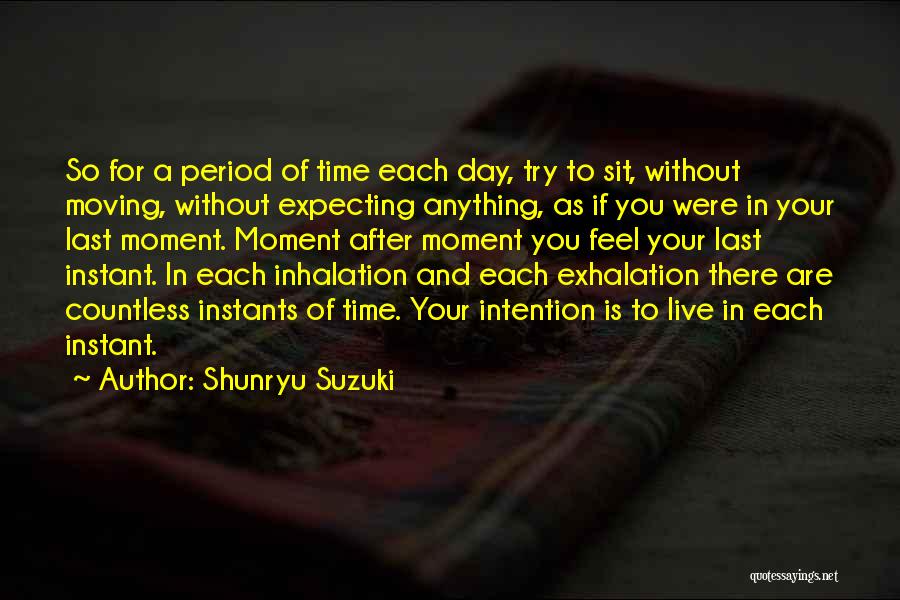 Shunryu Suzuki Quotes: So For A Period Of Time Each Day, Try To Sit, Without Moving, Without Expecting Anything, As If You Were