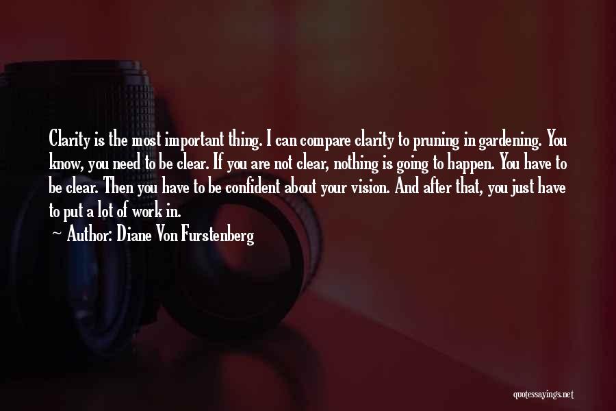 Diane Von Furstenberg Quotes: Clarity Is The Most Important Thing. I Can Compare Clarity To Pruning In Gardening. You Know, You Need To Be