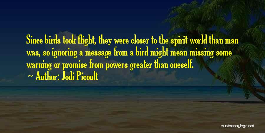 Jodi Picoult Quotes: Since Birds Took Flight, They Were Closer To The Spirit World Than Man Was, So Ignoring A Message From A