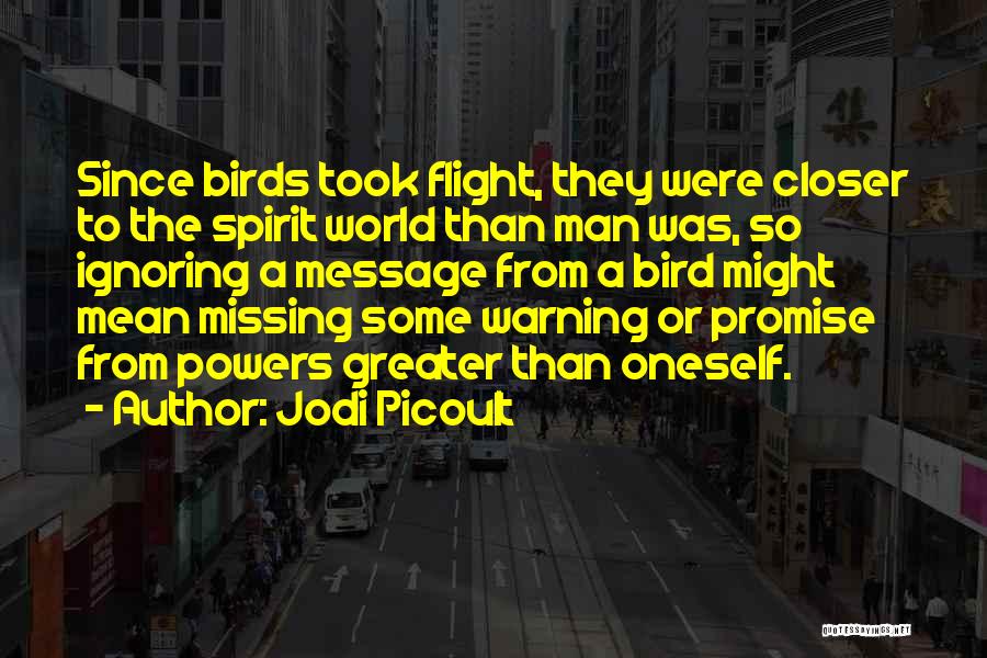 Jodi Picoult Quotes: Since Birds Took Flight, They Were Closer To The Spirit World Than Man Was, So Ignoring A Message From A