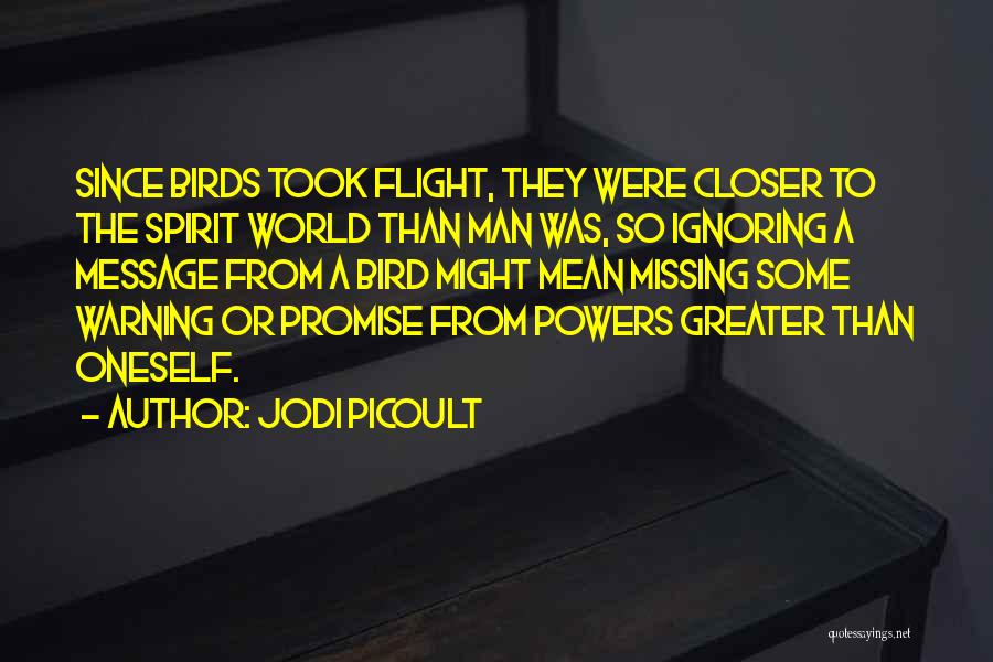 Jodi Picoult Quotes: Since Birds Took Flight, They Were Closer To The Spirit World Than Man Was, So Ignoring A Message From A