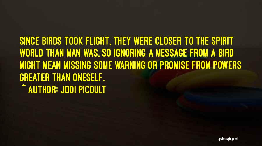 Jodi Picoult Quotes: Since Birds Took Flight, They Were Closer To The Spirit World Than Man Was, So Ignoring A Message From A