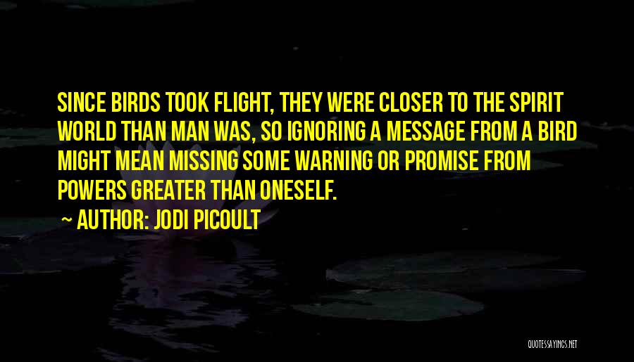 Jodi Picoult Quotes: Since Birds Took Flight, They Were Closer To The Spirit World Than Man Was, So Ignoring A Message From A