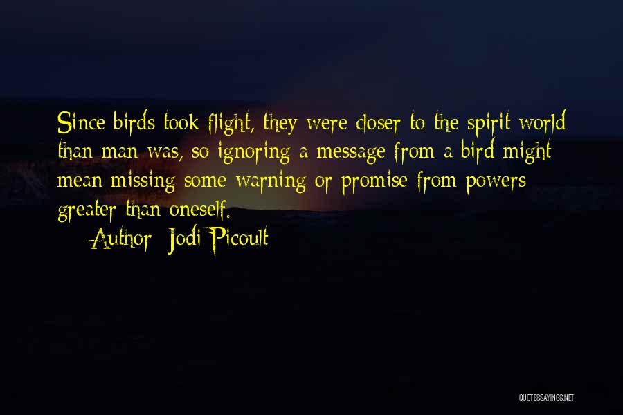 Jodi Picoult Quotes: Since Birds Took Flight, They Were Closer To The Spirit World Than Man Was, So Ignoring A Message From A