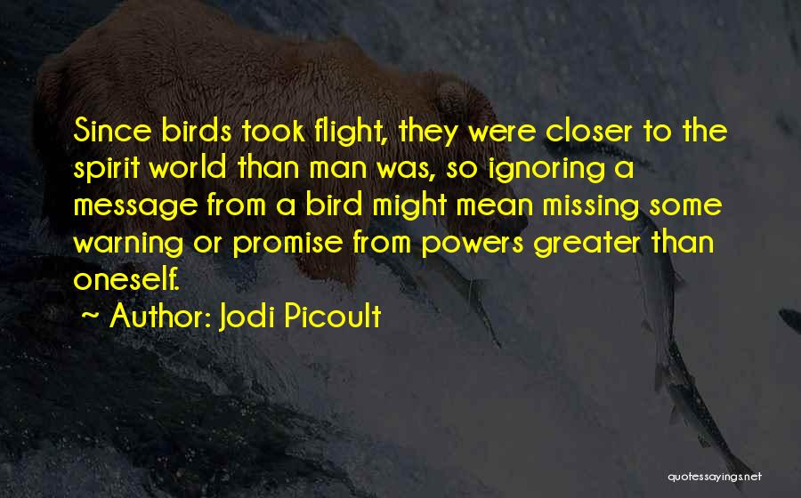 Jodi Picoult Quotes: Since Birds Took Flight, They Were Closer To The Spirit World Than Man Was, So Ignoring A Message From A