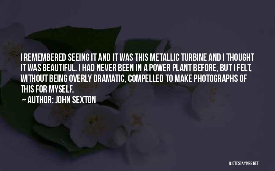 John Sexton Quotes: I Remembered Seeing It And It Was This Metallic Turbine And I Thought It Was Beautiful. I Had Never Been