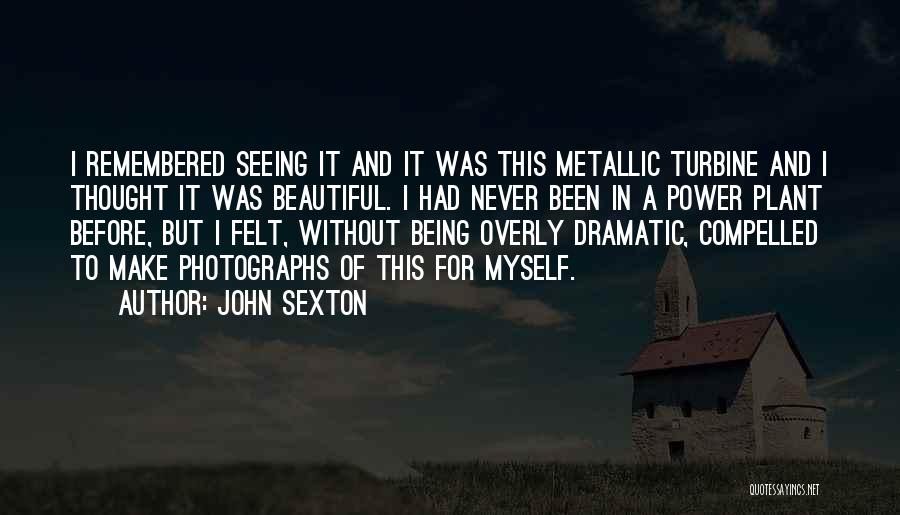 John Sexton Quotes: I Remembered Seeing It And It Was This Metallic Turbine And I Thought It Was Beautiful. I Had Never Been