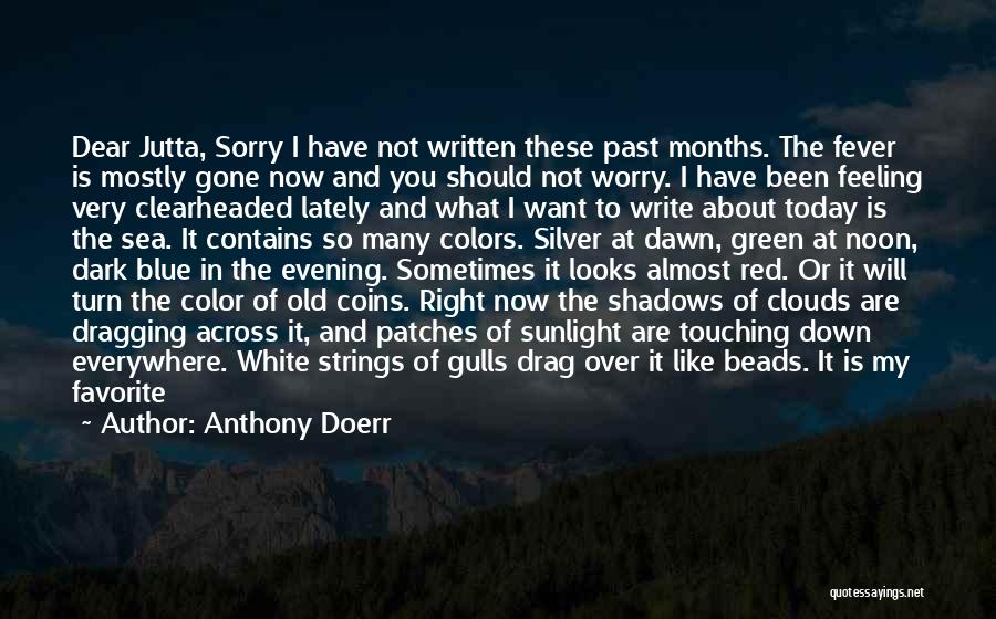 Anthony Doerr Quotes: Dear Jutta, Sorry I Have Not Written These Past Months. The Fever Is Mostly Gone Now And You Should Not
