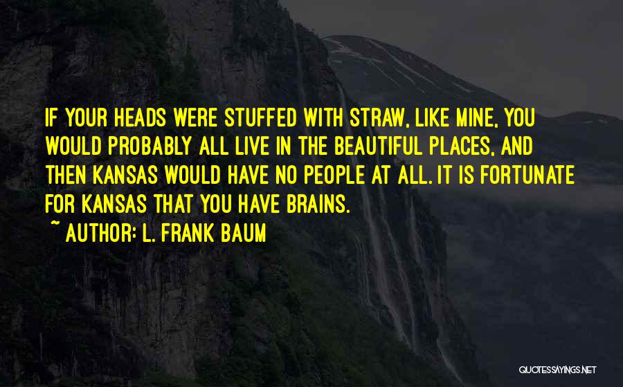 L. Frank Baum Quotes: If Your Heads Were Stuffed With Straw, Like Mine, You Would Probably All Live In The Beautiful Places, And Then