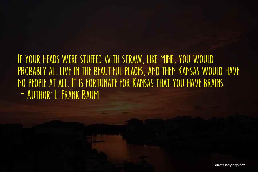 L. Frank Baum Quotes: If Your Heads Were Stuffed With Straw, Like Mine, You Would Probably All Live In The Beautiful Places, And Then