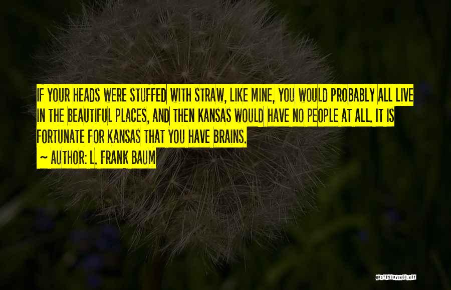 L. Frank Baum Quotes: If Your Heads Were Stuffed With Straw, Like Mine, You Would Probably All Live In The Beautiful Places, And Then