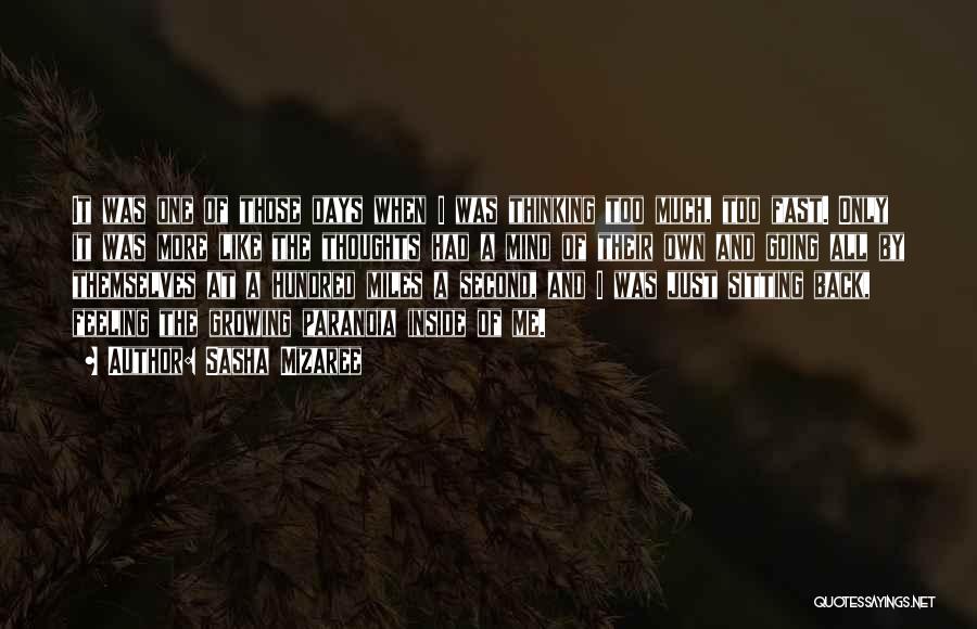 Sasha Mizaree Quotes: It Was One Of Those Days When I Was Thinking Too Much, Too Fast. Only It Was More Like The