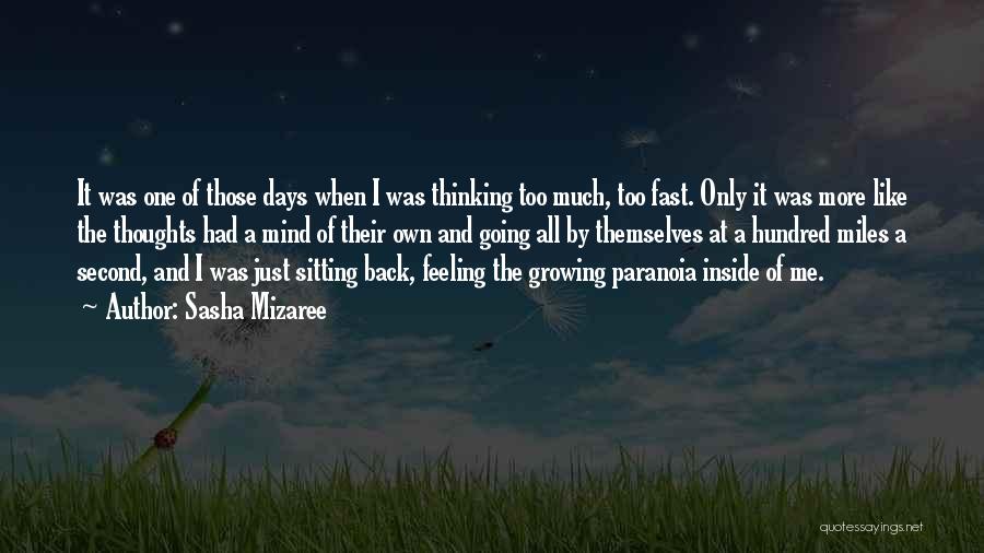 Sasha Mizaree Quotes: It Was One Of Those Days When I Was Thinking Too Much, Too Fast. Only It Was More Like The