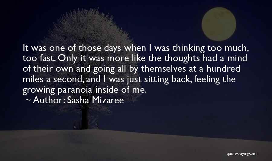 Sasha Mizaree Quotes: It Was One Of Those Days When I Was Thinking Too Much, Too Fast. Only It Was More Like The