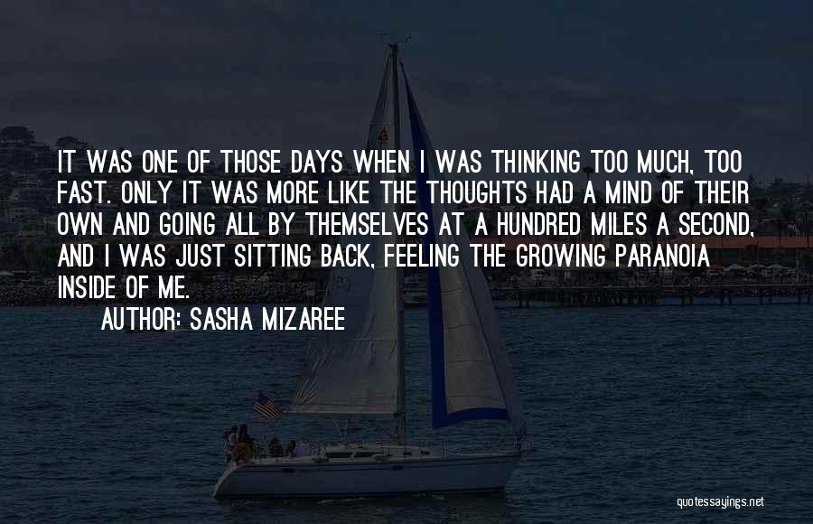 Sasha Mizaree Quotes: It Was One Of Those Days When I Was Thinking Too Much, Too Fast. Only It Was More Like The