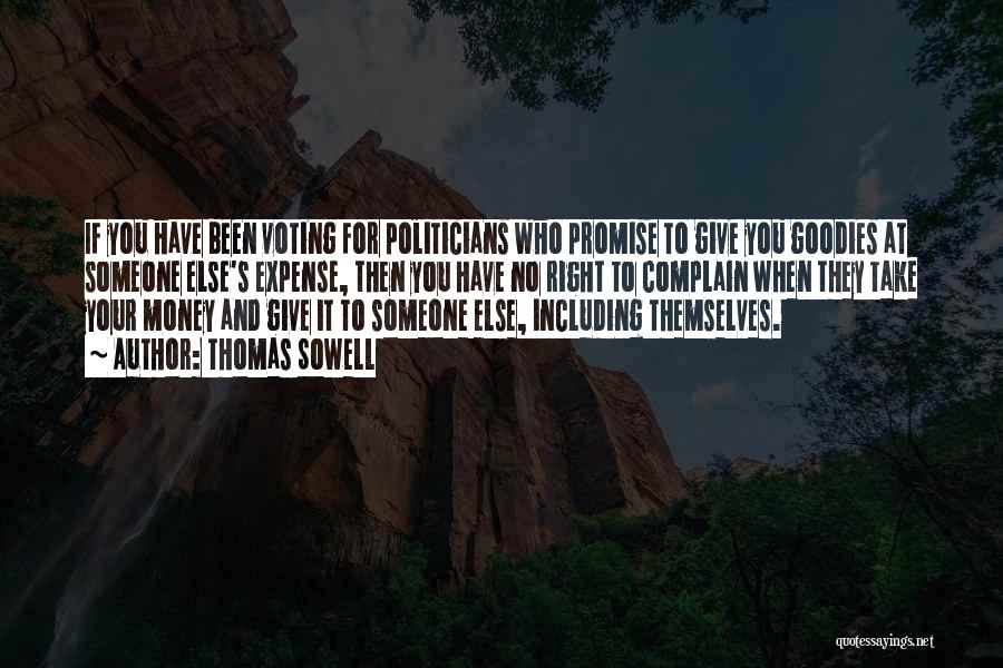 Thomas Sowell Quotes: If You Have Been Voting For Politicians Who Promise To Give You Goodies At Someone Else's Expense, Then You Have