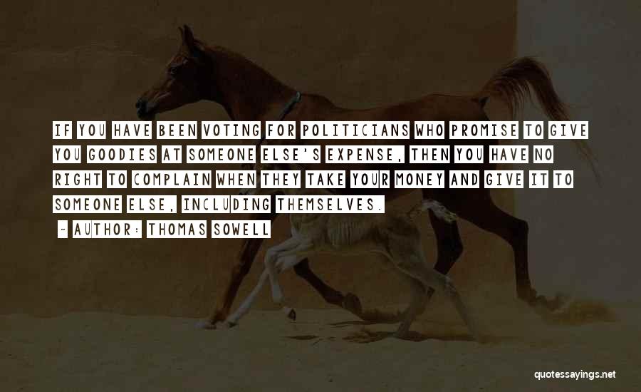 Thomas Sowell Quotes: If You Have Been Voting For Politicians Who Promise To Give You Goodies At Someone Else's Expense, Then You Have