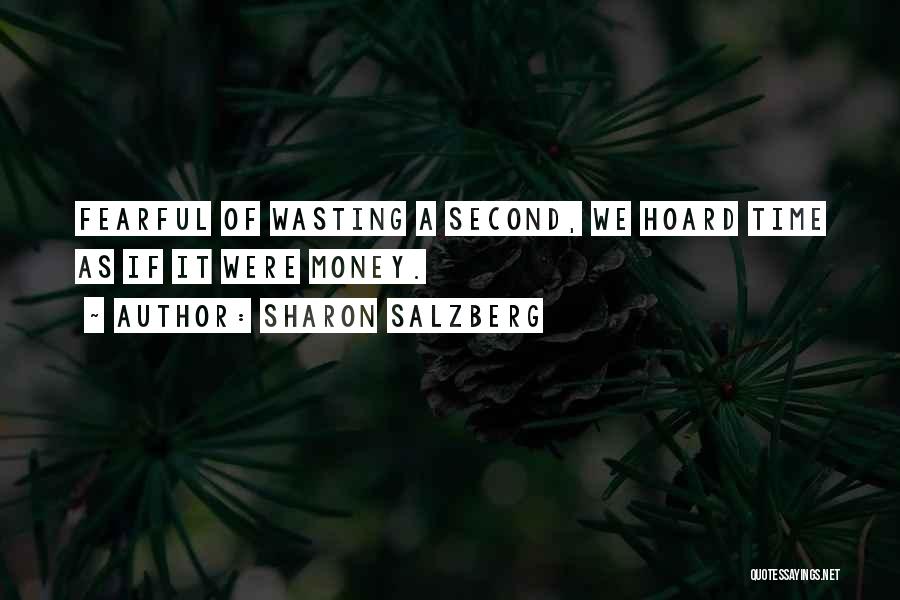 Sharon Salzberg Quotes: Fearful Of Wasting A Second, We Hoard Time As If It Were Money.
