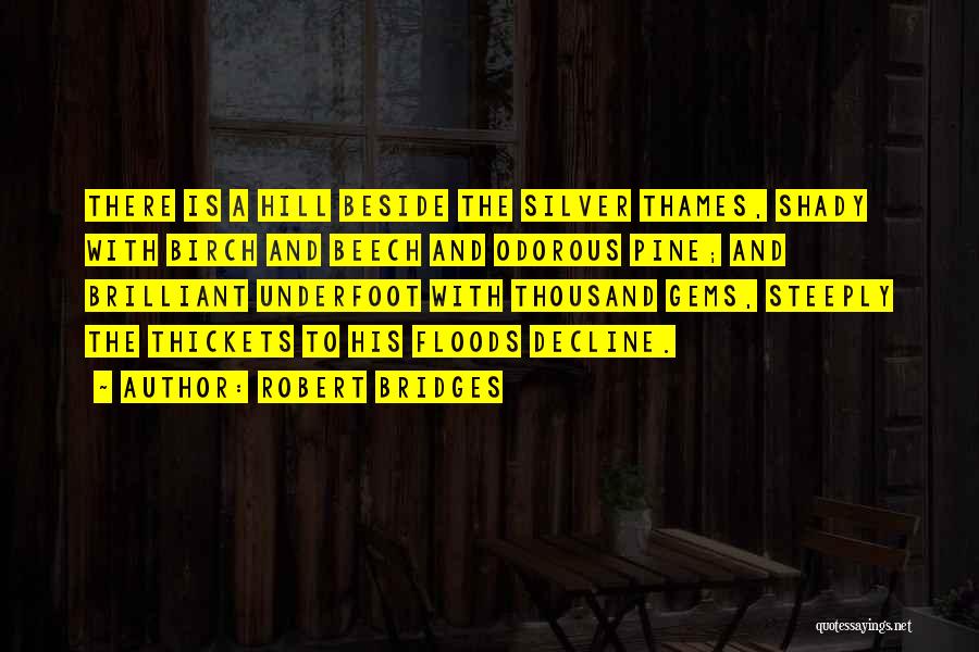 Robert Bridges Quotes: There Is A Hill Beside The Silver Thames, Shady With Birch And Beech And Odorous Pine; And Brilliant Underfoot With
