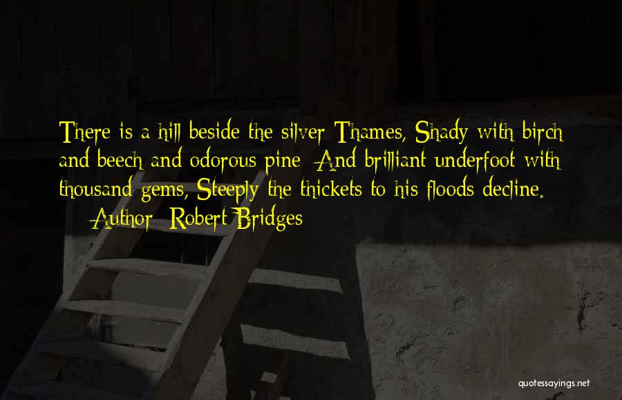 Robert Bridges Quotes: There Is A Hill Beside The Silver Thames, Shady With Birch And Beech And Odorous Pine; And Brilliant Underfoot With