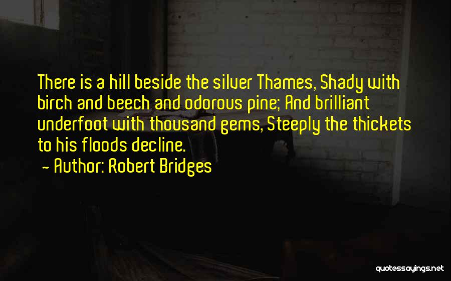 Robert Bridges Quotes: There Is A Hill Beside The Silver Thames, Shady With Birch And Beech And Odorous Pine; And Brilliant Underfoot With