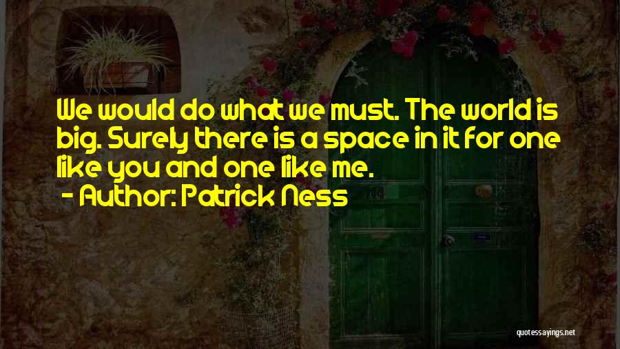 Patrick Ness Quotes: We Would Do What We Must. The World Is Big. Surely There Is A Space In It For One Like