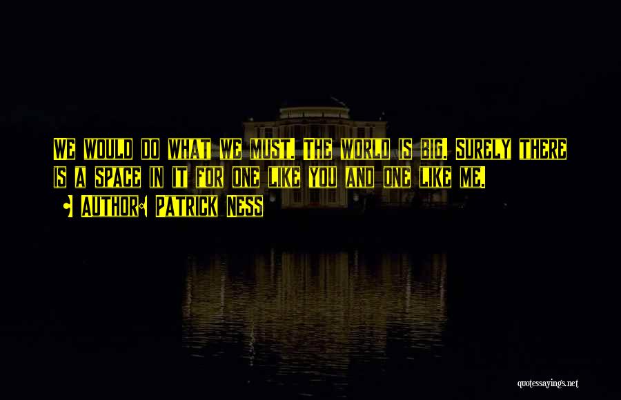 Patrick Ness Quotes: We Would Do What We Must. The World Is Big. Surely There Is A Space In It For One Like