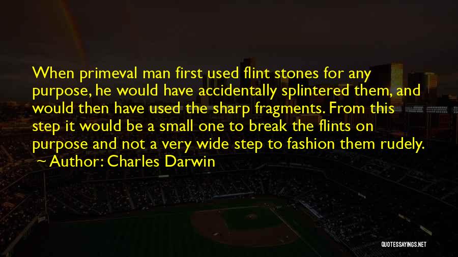 Charles Darwin Quotes: When Primeval Man First Used Flint Stones For Any Purpose, He Would Have Accidentally Splintered Them, And Would Then Have