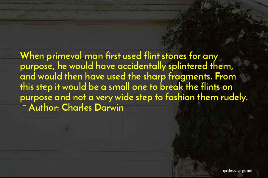 Charles Darwin Quotes: When Primeval Man First Used Flint Stones For Any Purpose, He Would Have Accidentally Splintered Them, And Would Then Have